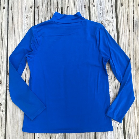Ladies TALBOTS Petite Small Stretch Knit Solid Cobalt Blue Fit Turtleneck Top S - Picture 7 of 7